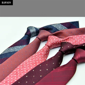 HAWSON Clasic de Cravata pentru Barbati, Rosu si Galben Cravata 7 cm Înguste Legături de Afaceri pentru Nunta, Moda Barbati, Săgeată în Gât Cravată pentru bărbați