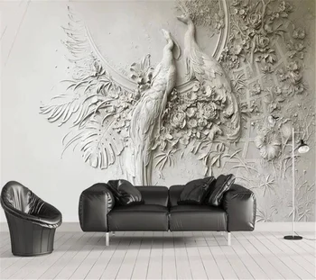 Tapet personalizat 3D solid picturi murale relief păun murală living TV de fundal pictura pe perete camera de zi dormitor tapet 3d