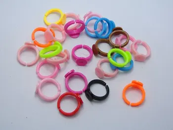 100 Mixt Color din Plastic Reglabile Copii Inel de Gol Constatările ADEZIV PE Bază de 9mm Pad