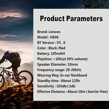 Nou Original Lenovo HE06 Bluetooth 5.0 Susținere Wireless Căști Stereo Sport Magnetic Cască de Funcționare Impermeabil Cască