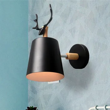 Creative shofar stil din lemn masiv de desene animate lumina de perete Retro Fier industriale Vânt E27 lampă de perete pentru noptiera brațul culoar Restaurant