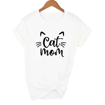 Drăguț Pisica Mama Imprimare Femei Estetice Haine Harajuku Grafic T-shirt cu Maneci Scurte Streetwear Tricouri de sex Feminin Iubitor de animale de Companie Teuri Topuri