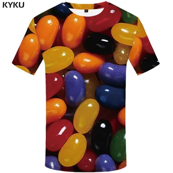 KYKU Brand de Ciocolată T camasa Barbati Caracter T-shirt 3d Bomboane Amuzant tricouri Creative Tricou de Imprimare Element Haine Anime