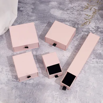 Carton roz Sertar set de Bijuterii Cutii pentru Colier cu Pandantive Ambalaje Bijuterii Display Organizator de Depozitare Cutie de Cadou Personalizate