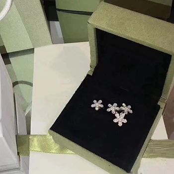 MEA Fierbinte Zircon Frunze de Trifoi Floare Manșetă Deget Inelul Femeile Nunta Meci de Cristal Zircon Argint 925 V Trifoi Bijuterii