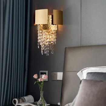 Moderne de cristal lampă de perete pentru dormitor, noptiera aur CONDUS de candelabre, corpuri de iluminat living decorul camerei TV de perete de iluminat
