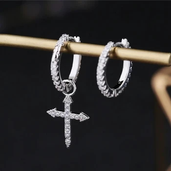 Argint 925 Cristal de Asimetrie Cross Stud Cercei Pentru Femeile Romantice, Nunta de Bijuterii Brincos Pendientes eh790