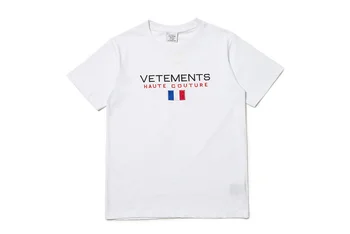 2018 Vetements Femei Bărbați Franța Flag Broderie tricouri tee Hiphop tee Vetements de Brand Designer de Barbati din Bumbac tricou