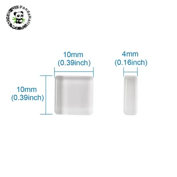 Pandahall 100 buc Transparent Pătrat de Sticlă Cabochons pentru Constatările de Bijuterii DIY Accesorii pentru fabricarea Clar 10x10x4mm