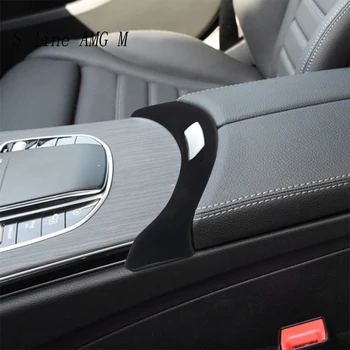 Mașină de piele de Căprioară ambalaj Consola centrala Cotiera Cutie Butoane Cadru Gulere ABS Acoperă Autocolante Pentru Mercedes Benz C Class W205 GLC X253