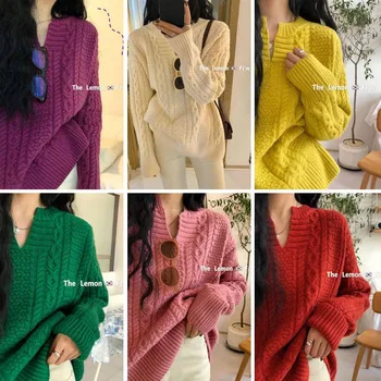 Femeii pulover 2020 toamna moda coreeană split mici V-neck poftă de mâncare groase tricotate pulover femei top bottom