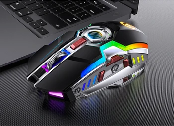 1600 DPI Wireless mouse-uri USB Mouse de Gaming Culoare RGB Iluminat din spate cu LED Reîncărcabilă Pentru PC, Laptop A5 RGB Streamer 2.4 G Mouse-ul