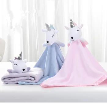 100X100CM baby pacificat pătură unicorn flanel pătură de desene animate cap de animal covor.
