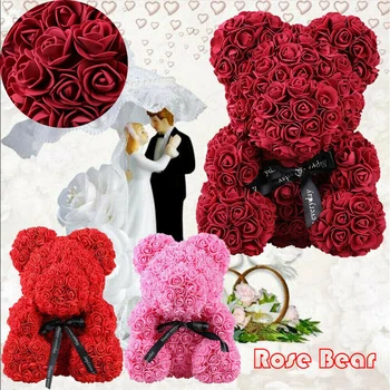 Rose Urs Petrecere de Nunta de Decorare Ziua Îndrăgostiților Cadou Drăguț Spuma Flori Prietena Copil Cadou de Dragoste Urs Păpuși Prezent