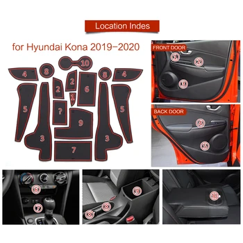 Smabee Poarta Auto Slot Cupa Mat pentru Hyundai Kona 2019 2020 Ceașcă Titularul Ușa Groove Non-alunecare Pad Accesorii