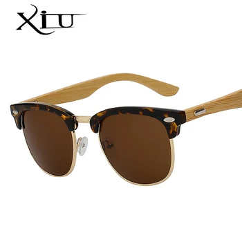 XIU Jumătate Metal Bambus Bărbați ochelari de Soare pentru Femei Brand Designer de Ochelari Oglindă Ochelari de Soare Moda Gafas Oculos De Sol UV400