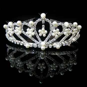 Noul design Romatic coroana tiara elegant piersic inima stras de cristal de păr bijuterii de lux mireasa petrecerea de nunta bine