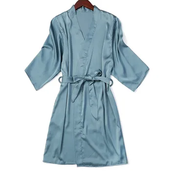 2 BUC Set pentru Dormit Satin cămășuță de Noapte&Roba Costum, Cămașă de noapte Sexy Femei Kimono-Halat de baie Rochie de Lenjerie Intima Matasoasa Haine de Acasă îmbrăcăminte de noapte