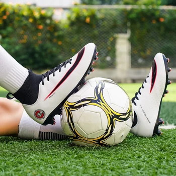 Alb Auriu Bărbați Ghete De Fotbal Copii Înaltă Glezna Fotbal Pantofi Femei Moale Groud Om De Fotbal Pantofi Botas De Futbol Șosete Pene