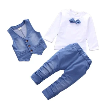 Primavara Toamna pentru Copii Moda Haine Copii Baieti Fete Vesta T Shirt Pantaloni 3Pcs/seturi de Copii Sugari Costum Copil din Bumbac Trening