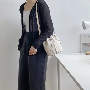 Casual Femei Geantă de mână de Înaltă Calitate din piele PU Trage găleată Geantă de Umăr mică Japonia Stil 2020 Doamnelor nou mesager Crossbody sac