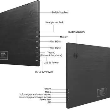 Full HD 3840X2160 4K IPS de jocuri portabile ecran LCD monitor PC pentru PS4, PS5 Raspberry Pi notebook 18.4-inch DC USB de Tip C, mini