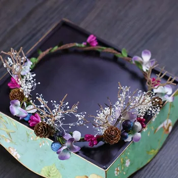 Manual DIY Artificiale Coroană de flori Floare Benzile de Păr de Flori False Benzi pentru Femei Mori Fete Plaja Petrecere de Nunta, Ornamente de Păr