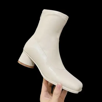 Femei Cizme Pantofi Stil Britanic Deget De La Picior Pătrat Martin Boot Feminin Rece Încălțăminte Confortabilă De Sex Feminin Platform Bootie Botas De Mujer