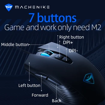 Machenike mouse de gaming M2 RGB lumina de fundal mouse-ul 3200 DPI mouse gamer 95g 4 efecte de lumină mouse-ul