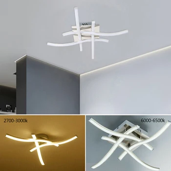 Moderne Plafon cu Led-uri de iluminat de Argint Val Lampă de Plafon din Aluminiu Lumini Plafon cu Acrilic Alb umbra pentru Dormitor, Hol