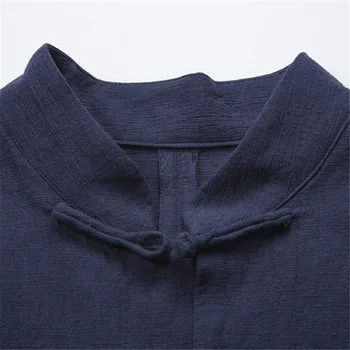 SHIFUREN 2019 Primăvară Bărbați Lenjerie de pat din Bumbac Tricouri Tradiția Chineză Maneca Lunga de sex Masculin Sociale Tricouri Moale Respirabil Bluze Bluza