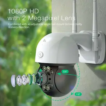 DIGOO DG-ZXC43 2 Megapixeli, 8 LED-uri 1080P Smart IP Camera de Exterior Speed Dome Camera IR Noapte Viziune de Securitate Acasă Monitor - UE Plug