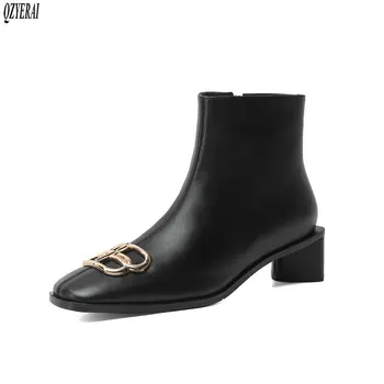 QZYERAI Nou Stil de Iarnă Glezna din Piele pentru Femei Cizme Chelsea Cizme Cizme de Moda pentru Femei Pantofi