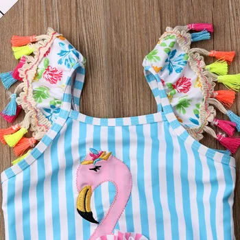 Copii Pentru Copii Copilul Fete Cu Dungi Flamingo Bikini Costume De Baie Costume De Baie Pe Plajă Copil Fata Costume De Baie