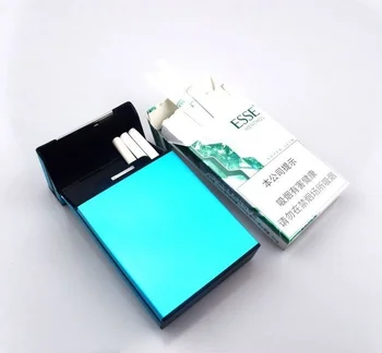 Femei caseta de țigară lungă aliaj de aluminiu ultra subtire 20 de pachet de țigări speciale din material plastic cutie de țigări pentru femei