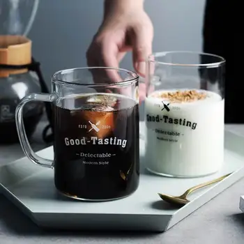 Creative Cuplu Cana de Sticla Alb-Negru Model de Scrisoare de Dimineata Cafea cu Lapte Ceașcă de Ceai Cu Handel Drinkware Sticlă Cuplu Cadou 400ml