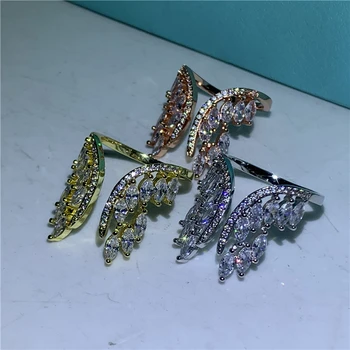 3 Culori Iubitorii de aripi de Înger Inel Real Argint 925 AAAAA Zircon cz de Logodna Nunta Trupa Inele Pentru Femei Partid Bijuterii