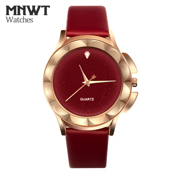 MNWT Brand de Lux pentru Femei Ceasuri Doamnelor Roșu Curea din Piele Cuarț Ceasuri de mână de Moda de sex Feminin Rochie Ceas Reloj Mujer Ceas