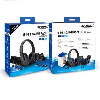 DOBE 5 in 1 Joc Pack set de Căști Stereo cu Microfon Accesorii Kit pentru PS4 Playstation 4 PC Laptop cu Dual Dock de Încărcare