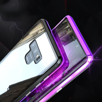Magnetice de Adsorbție Caz pentru Samsung Galaxy Note 10 9 8 S10 S9 S8 Plus A21S A51 A71 A50 A70 A30 A20Transparent Pahar cu Capac de Metal