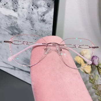 2020 noua moda anti-blue light retro feminin de ochelari cadru diamant fara rama rama de ochelari pot fi personalizate miopie