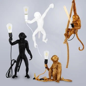 Modern Maimuță LED Lămpi de Perete Nordic Dormitor Camera de zi de Decorare Rășină Animale de Perete de Lumină Industriale Decor de Iluminat corp de Iluminat