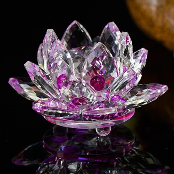 80 mm Feng shui cu Cristale de Cuarț Floare de Lotus Meserii Sticlă Prespapier Ornamente Figurine Acasă Petrecerea de Nunta Decor, Cadouri, Suveniruri