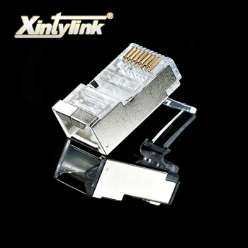 Xintylink 500/1000buc cat6 rj45 conector cablu ethernet rj 45 plug cat 6 jack metal 8p8c ecranate terminale stp retea ftp
