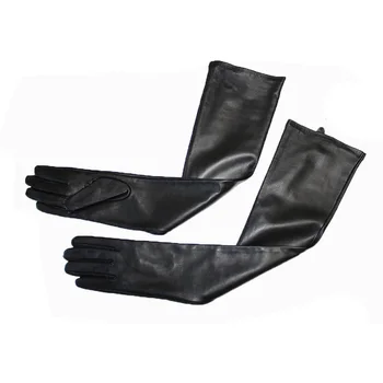 Femei noi Super Mănuși de Piele Lungi Peste Cot de Moda Negru Importate piele de Oaie de Înaltă Calitate Nurca din Piele Mănuși Touch Screen