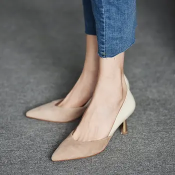 Noi Subliniat Toe Tocuri inalte de Culoare de Potrivire Dulce Birou Femei Pompe Slip pe Tocuri Înalte Superficial Singur Pantofii Stilettos