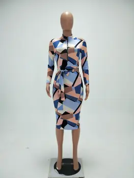 Noua moda femei rochie leopard lace-up slim se potrivesc bodycon întinde rochii cu maneci lungi de genunchi lungime vestigii mujer sexy uzura de partid