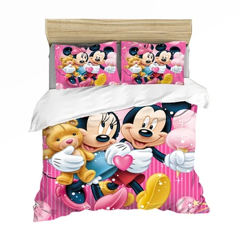 Mickey Mouse-Set De Lenjerie De Pat Cadou De Crăciun Moale Textile Acasă Dormitoare Duble Twin Regina King Size Copii Cuplu Student Pat Set