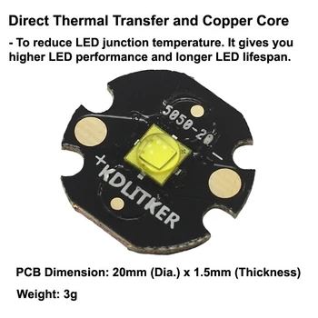 Cree XM-L3 U4 1B Alb 6500K Emițător LED-uri cu KDLITKER DTP Cupru MCPCB (1 buc)