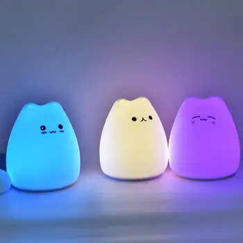 Creator de Desene animate Drăguț Drăguț Pisica Silicon Lampă de Colorat de Schimbare a Culorii camere de Copii Atmosferă Lumina de Noapte